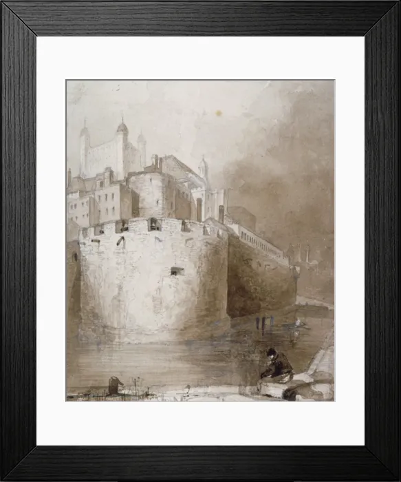 Framed Print : View of the Tower of London from the moat, c1830 Framed Print : View of the Tower of London from the moat, c1830