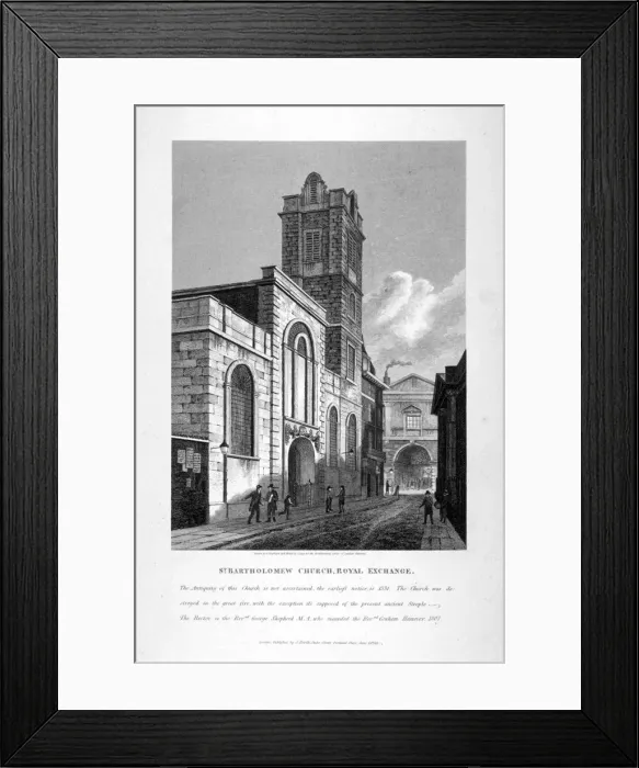 Framed Print : St Bartholomew-by-the-Exchange, City of London, 1811. Artist:s Lacey Framed Print : St Bartholomew-by-the-Exchange, City of London, 1811. Artist:s Lacey