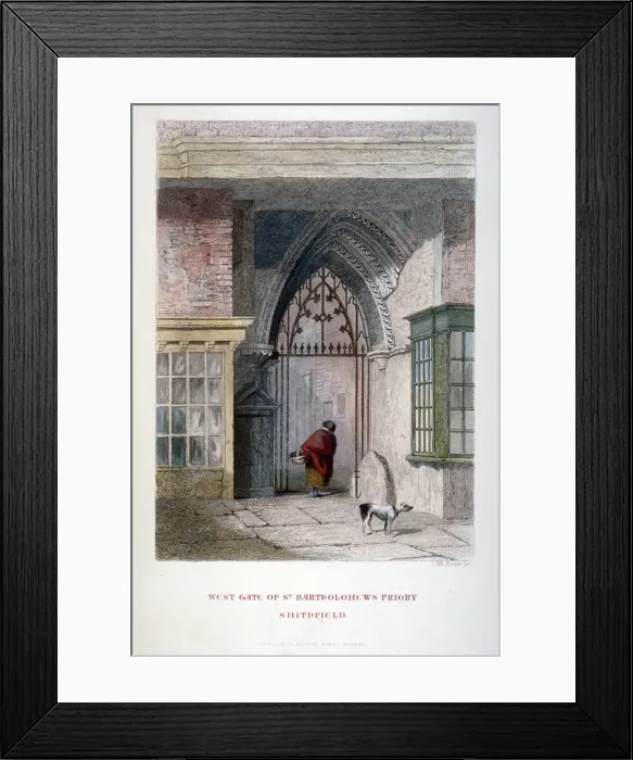 Framed Print : West gate of the old Priory of St Bartholomew-the-great, Smithfield, City of London, 1851 Framed Print : West gate of the old Priory of St Bartholomew-the-great, Smithfield, City of London, 1851
