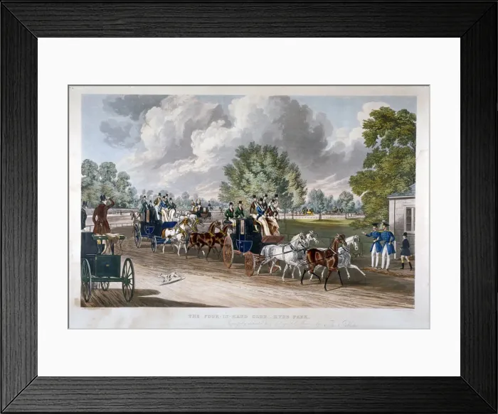 Framed Print : The Four-in-Hand Club, Hyde Park, London, 1838. Artist: J Harris Framed Print : The Four-in-Hand Club, Hyde Park, London, 1838. Artist: J Harris