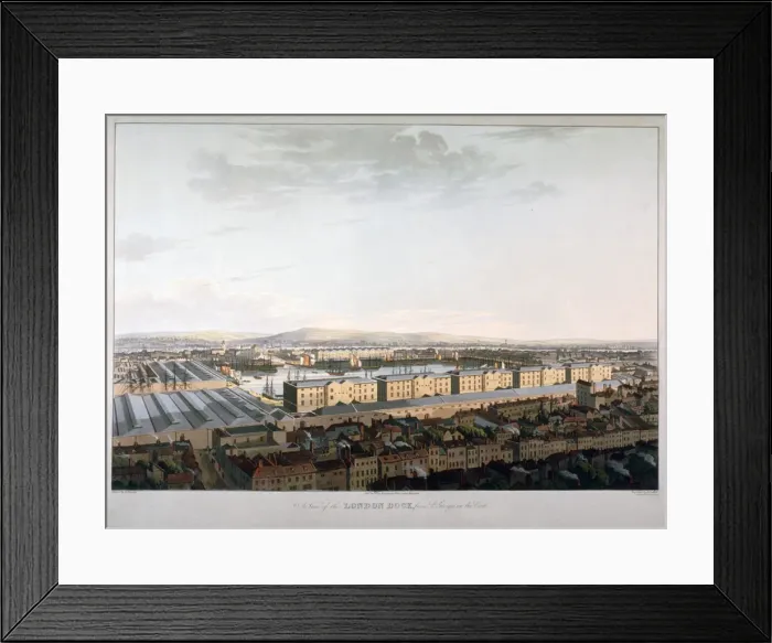 Framed Print : View of London Docks, 1816. Artist: Daniel Havell Framed Print : View of London Docks, 1816. Artist: Daniel Havell
