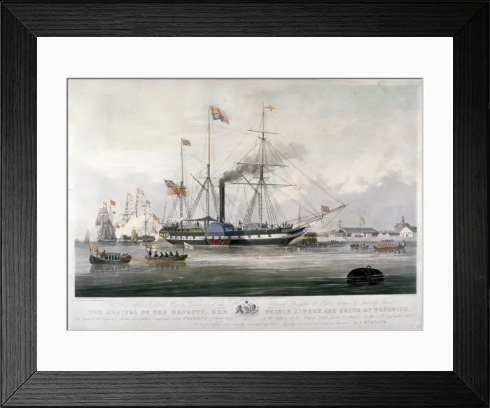 Framed Print : Queen Victoria and Prince Albert arriving at the Royal Dockyard, Woolwich, Kent, 1843 Framed Print : Queen Victoria and Prince Albert arriving at the Royal Dockyard, Woolwich, Kent, 1843