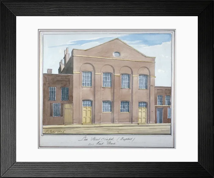 Framed Print : Lion Street Baptist Chapel, off New Kent Road, Southwark, London, 1826. Artist: G Yates Framed Print : Lion Street Baptist Chapel, off New Kent Road, Southwark, London, 1826. Artist: G Yates