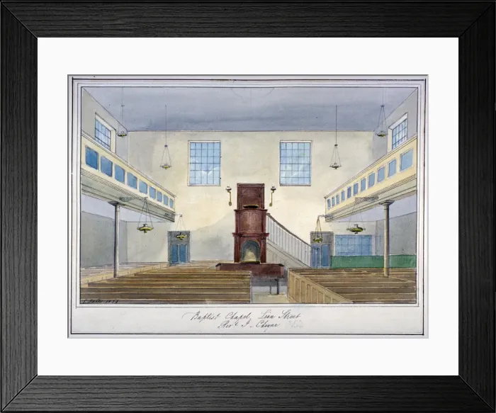 Framed Print : Inteiror view of Lion Street Baptist Chapel, off New Kent Road, Southwark, London, 1826 Framed Print : Inteiror view of Lion Street Baptist Chapel, off New Kent Road, Southwark, London, 1826
