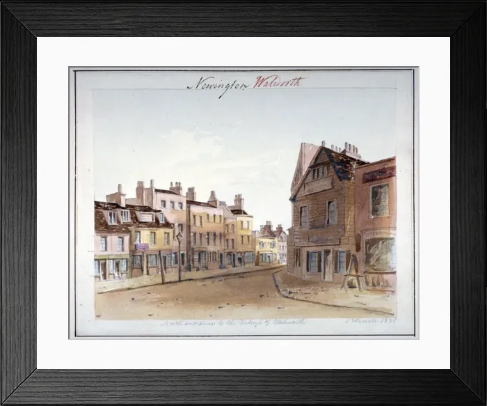 Framed Print : View of Walworth village, Southwark, from the north entrance, London, 1825. Artist Framed Print : View of Walworth village, Southwark, from the north entrance, London, 1825. Artist