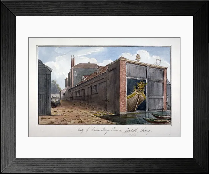 Framed Print : City of London Barge House, Bishops Walk, Lambeth, London, 1825. Artist: G Yates Framed Print : City of London Barge House, Bishops Walk, Lambeth, London, 1825. Artist: G Yates