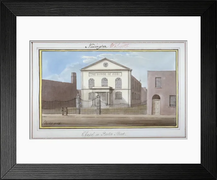 Framed Print : View of the chapel in Penton Street, Southwark, London, 1825. Artist: G Yates Framed Print : View of the chapel in Penton Street, Southwark, London, 1825. Artist: G Yates
