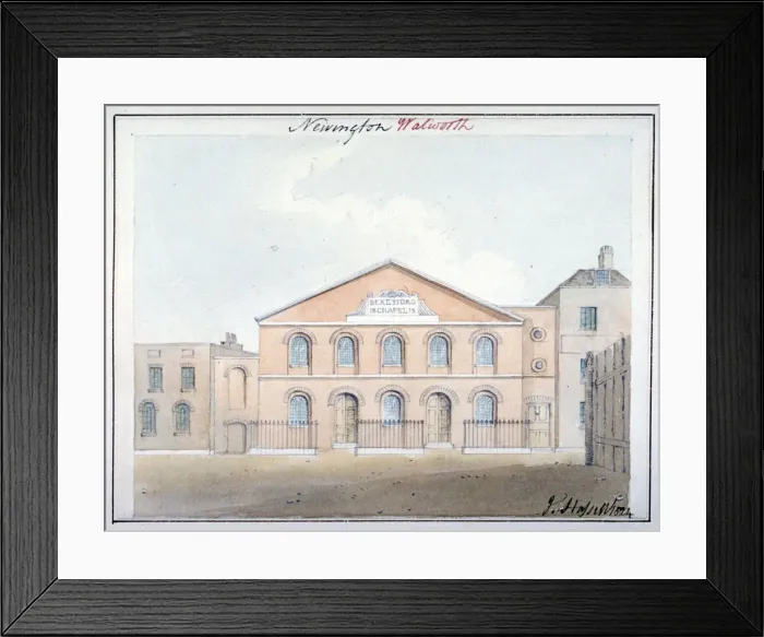 Framed Print : Beresford Chapel, Beresford Street, Southwark, London, 1824. Artist: John Hassell Framed Print : Beresford Chapel, Beresford Street, Southwark, London, 1824. Artist: John Hassell