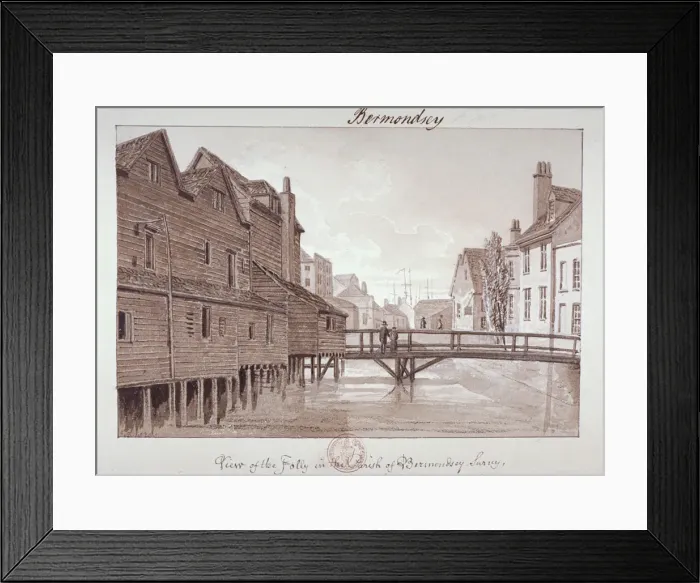 Framed Print : Dockhead Folly, Bermondsey, London, 1828. Artist: John Chessell Buckler Framed Print : Dockhead Folly, Bermondsey, London, 1828. Artist: John Chessell Buckler