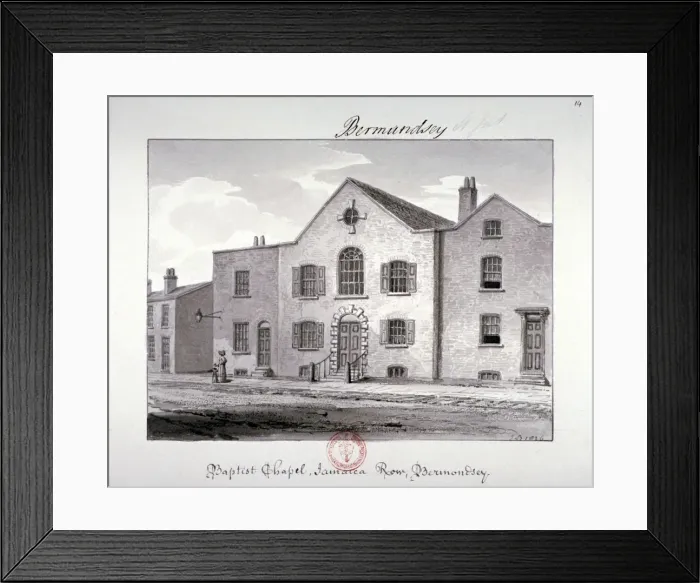Framed Print : View of the Baptist Chapel on Jamaica Row, Bermondsey, London, 1826 Framed Print : View of the Baptist Chapel on Jamaica Row, Bermondsey, London, 1826