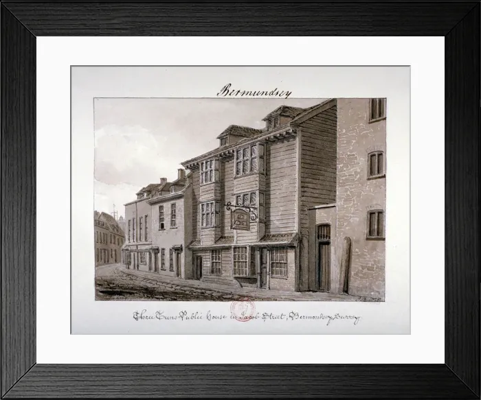 Framed Print : View of the Three Tuns public house on Jacob Street, Bermondsey, London, 1828. Artist Framed Print : View of the Three Tuns public house on Jacob Street, Bermondsey, London, 1828. Artist