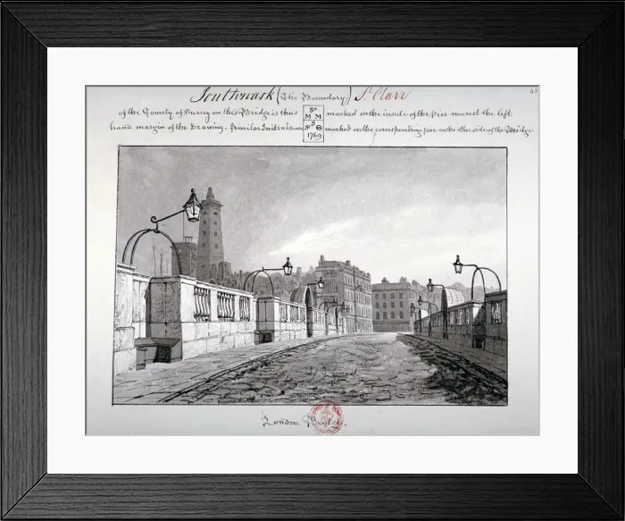 Framed Print : London Bridge, Southwark, London, 1827. Artist: John Chessell Buckler Framed Print : London Bridge, Southwark, London, 1827. Artist: John Chessell Buckler