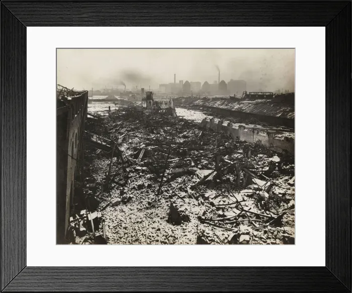 Framed Print : Scene at Silvertown following an explosion in a munitions factory, London, World War I, 1917 Framed Print : Scene at Silvertown following an explosion in a munitions factory, London, World War I, 1917