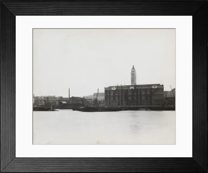 Framed Print : View of the South Bank between Blackfriars and Waterloo showing the Oxo Tower, London, 1935 Framed Print : View of the South Bank between Blackfriars and Waterloo showing the Oxo Tower, London, 1935
