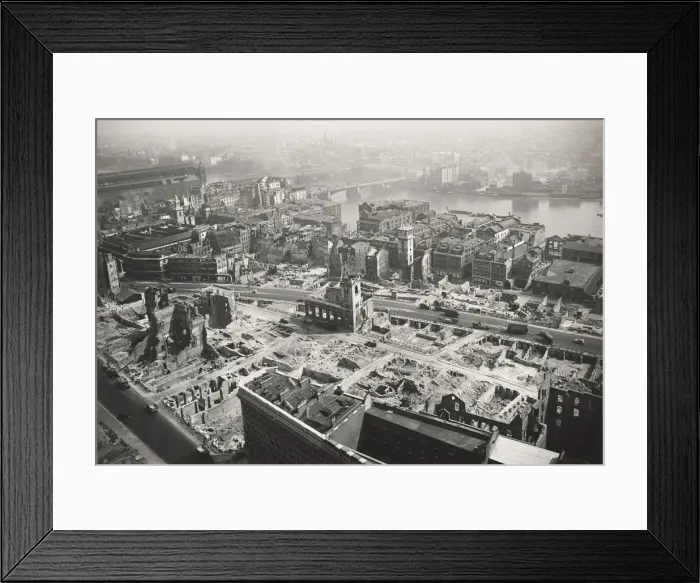 Framed Print : View from St Pauls Cathedral towards Southwark Bridge, London, World War II, 1942 Framed Print : View from St Pauls Cathedral towards Southwark Bridge, London, World War II, 1942