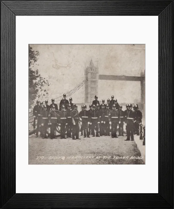 Framed Print : Group of artillery at Tower Bridge, London, c1910 Framed Print : Group of artillery at Tower Bridge, London, c1910