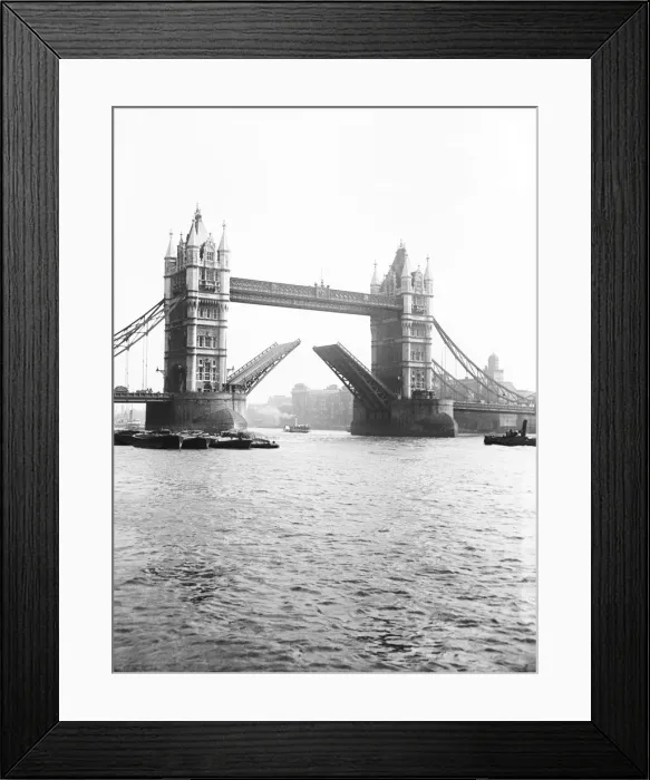 Framed Print : Tower Bridge with bascules open, London, c1905 Framed Print : Tower Bridge with bascules open, London, c1905