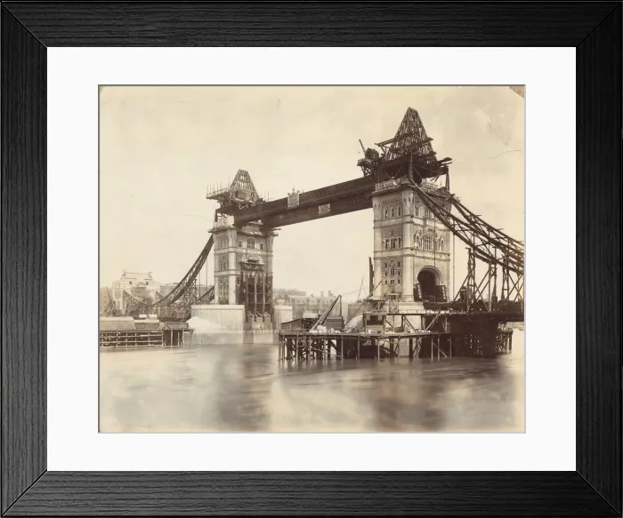 Framed Print : Tower Bridge under construction, London, c1893 Framed Print : Tower Bridge under construction, London, c1893