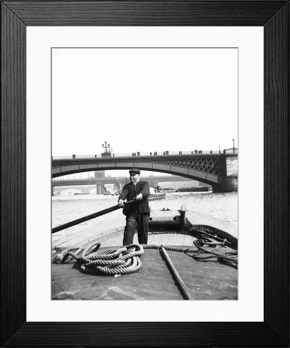 Framed Print : Lighter on the Thames going downstream towards Southwark Bridge, London, c1905. Artist Framed Print : Lighter on the Thames going downstream towards Southwark Bridge, London, c1905. Artist