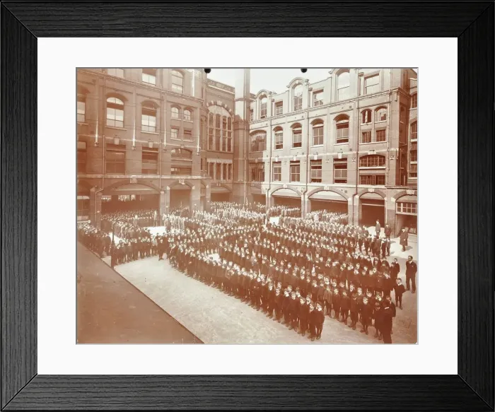 Framed Print : Assembly in the playground, Jews Free School, Stepney, London, 1908 Framed Print : Assembly in the playground, Jews Free School, Stepney, London, 1908