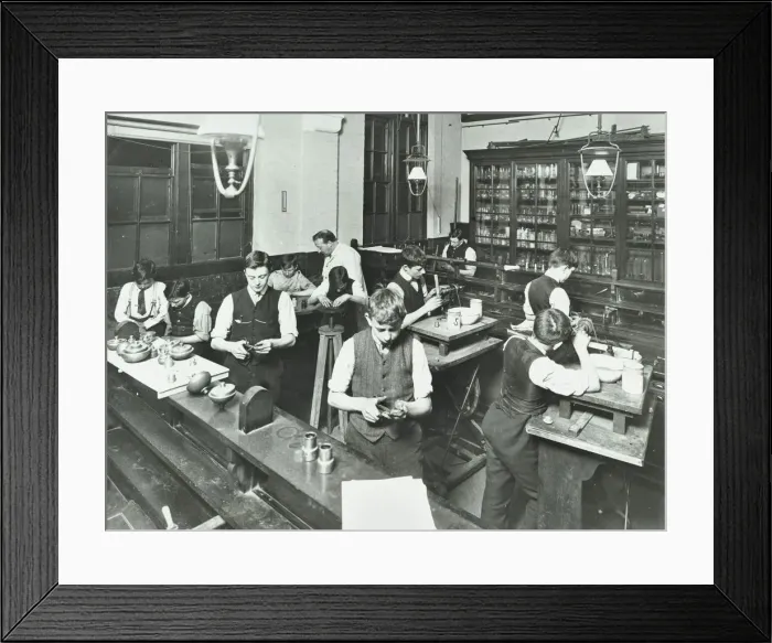 Framed Print : Technical instruction, Haselrigge Road School, Clapham, London, 1914 Framed Print : Technical instruction, Haselrigge Road School, Clapham, London, 1914