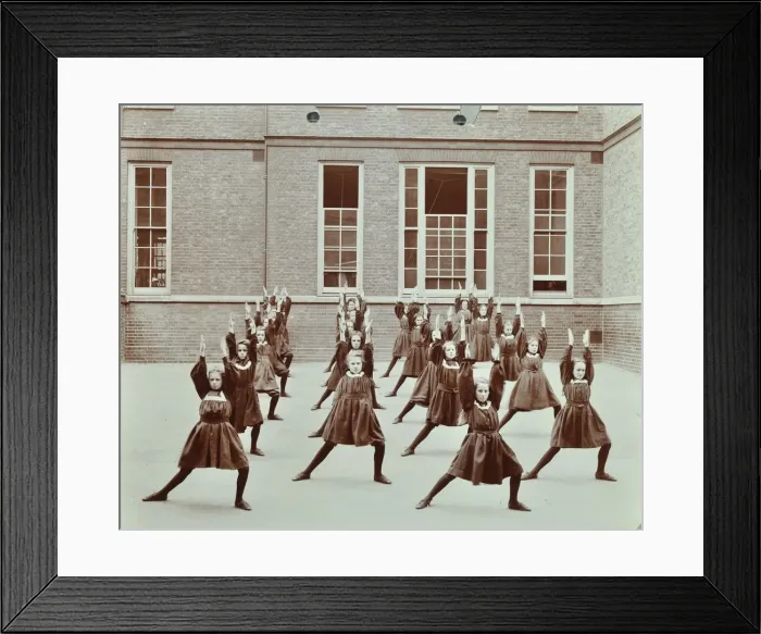 Framed Print : Girls exercise drill, Montem Street School, Islington, London, 1906 Framed Print : Girls exercise drill, Montem Street School, Islington, London, 1906
