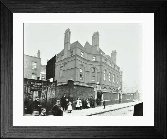 Framed Print : Outside Vere Street Board School, Westminster, London, 1904 Framed Print : Outside Vere Street Board School, Westminster, London, 1904