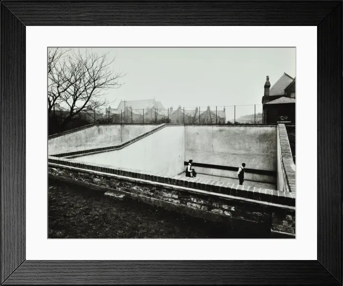 Framed Print : Boys playing in a fives court, Strand School, London, 1914 Framed Print : Boys playing in a fives court, Strand School, London, 1914