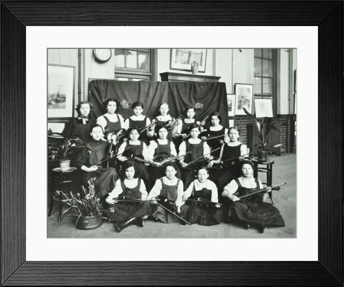Framed Print : Girls swimming championship team with their shield, Tollington Park Central School, London, 1915 Framed Print : Girls swimming championship team with their shield, Tollington Park Central School, London, 1915