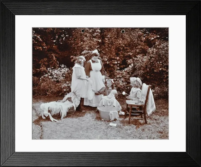 Framed Print : Girls learning infant care, Birley House Open Air School, Forest Hill, London, 1908 Framed Print : Girls learning infant care, Birley House Open Air School, Forest Hill, London, 1908