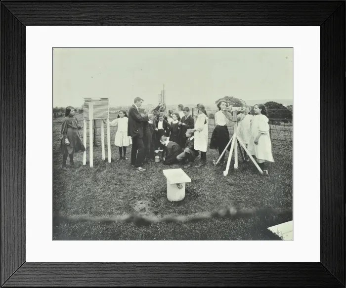 Framed Print : Children taking meteorological observations, Shrewsbury House Open Air School, London, 1908 Framed Print : Children taking meteorological observations, Shrewsbury House Open Air School, London, 1908