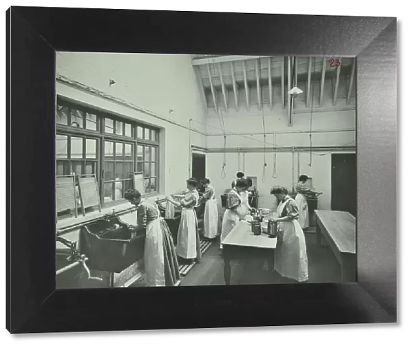 The washing room, Battersea Polytechnic, London, 1907