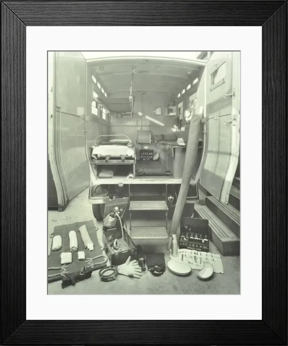 Framed Print : London County Council ambulance interior and equipment, 1925 Framed Print : London County Council ambulance interior and equipment, 1925