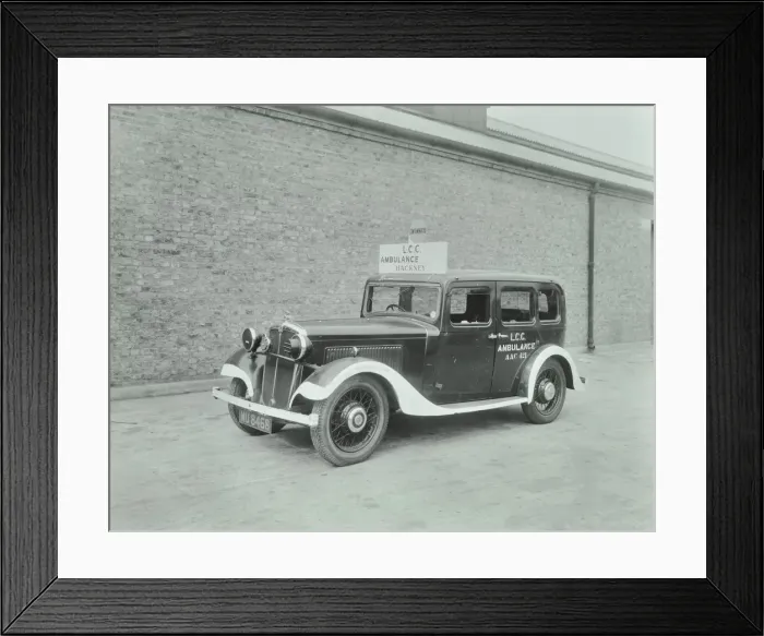 Framed Print : Car converted into London County Council ambulance, Wandsworth Depot, 1940 Framed Print : Car converted into London County Council ambulance, Wandsworth Depot, 1940