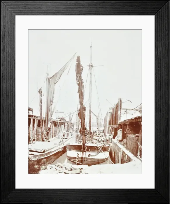 Framed Print : Sailing barges, Battersea, London, 1906 Framed Print : Sailing barges, Battersea, London, 1906