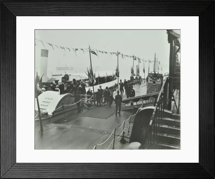 Framed Print : The Prince of Wales inaugurating the London Steamboat Service, River Thames, London, 1905 Framed Print : The Prince of Wales inaugurating the London Steamboat Service, River Thames, London, 1905