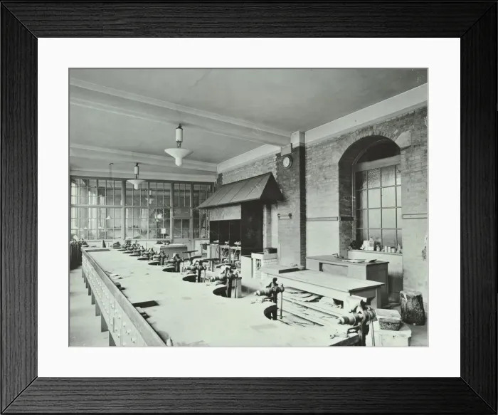 Framed Print : A day technical class for boys at the Central School of Arts and Crafts, Camden, London, 1911 Framed Print : A day technical class for boys at the Central School of Arts and Crafts, Camden, London, 1911