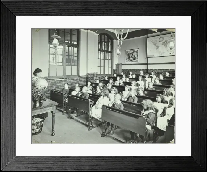 Framed Print : Geography lesson, Denmark Hill School, Dulwich, London, 1905 Framed Print : Geography lesson, Denmark Hill School, Dulwich, London, 1905