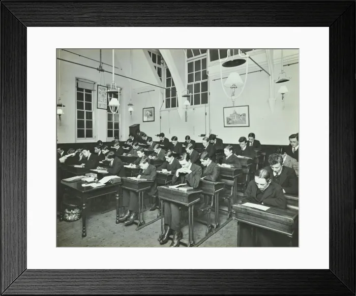 Framed Print : Civil Service class for male students, Hammersmith Commercial Institute, London, 1913 Framed Print : Civil Service class for male students, Hammersmith Commercial Institute, London, 1913