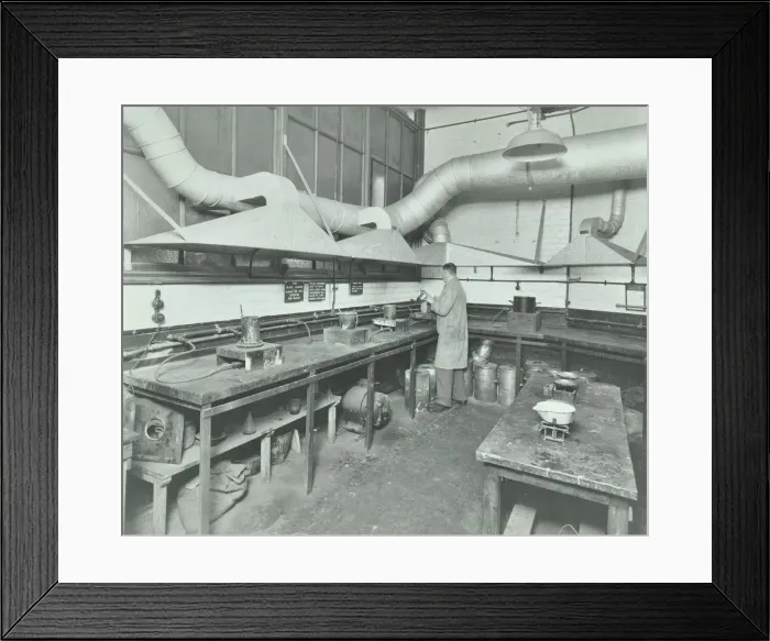 Framed Print : Varnish Laboratory, Borough Polytechnic, Southwark, London, 1936 Framed Print : Varnish Laboratory, Borough Polytechnic, Southwark, London, 1936
