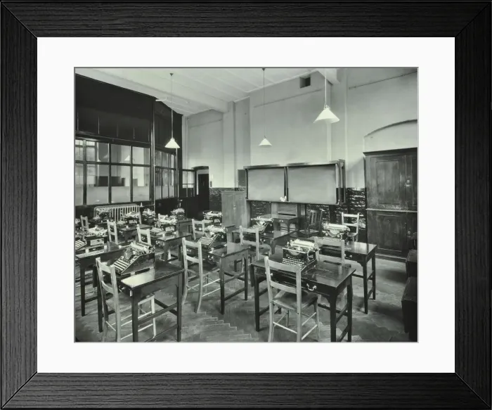 Framed Print : Typewriting room, Balham and Tooting Commercial Institute, London, 1931 Framed Print : Typewriting room, Balham and Tooting Commercial Institute, London, 1931