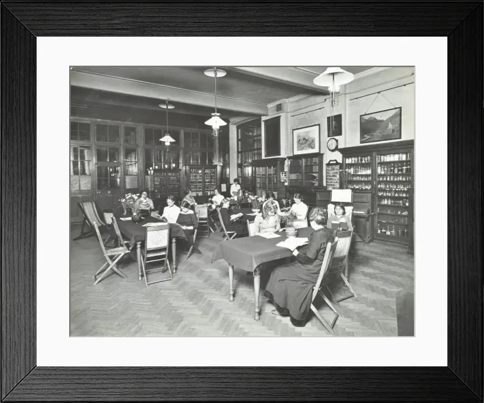 Framed Print : Students in the Social Hall, Ackmar Road Evening Institute for Women, London, 1914 Framed Print : Students in the Social Hall, Ackmar Road Evening Institute for Women, London, 1914