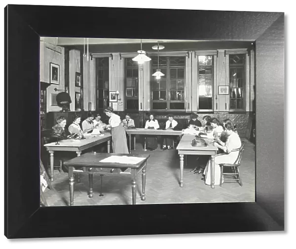 Millinery class, Ackmar Road Evening Institute for Women, London, 1914