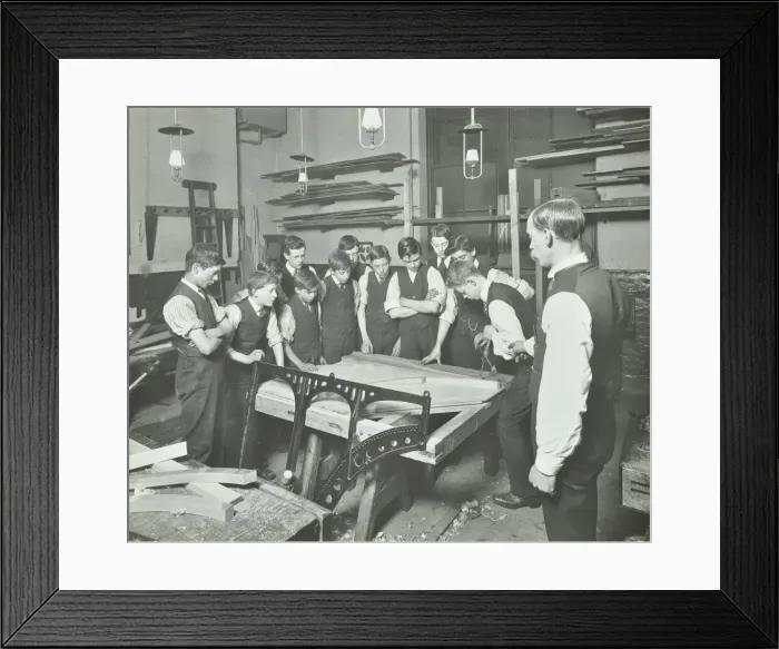 Framed Print : Making pianos, Benthal Road Evening Institute, London, 1914 Framed Print : Making pianos, Benthal Road Evening Institute, London, 1914