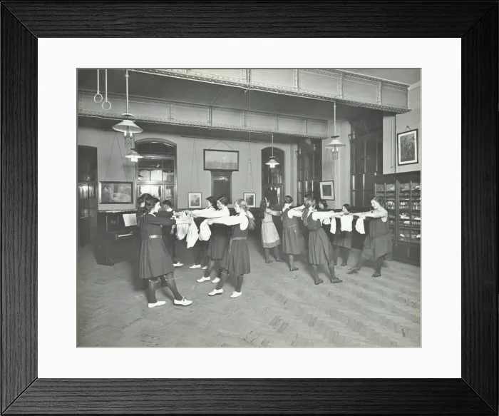 Framed Print : Girls morris dancing, Cosway Street Evening Institute for Women, London, 1914 Framed Print : Girls morris dancing, Cosway Street Evening Institute for Women, London, 1914