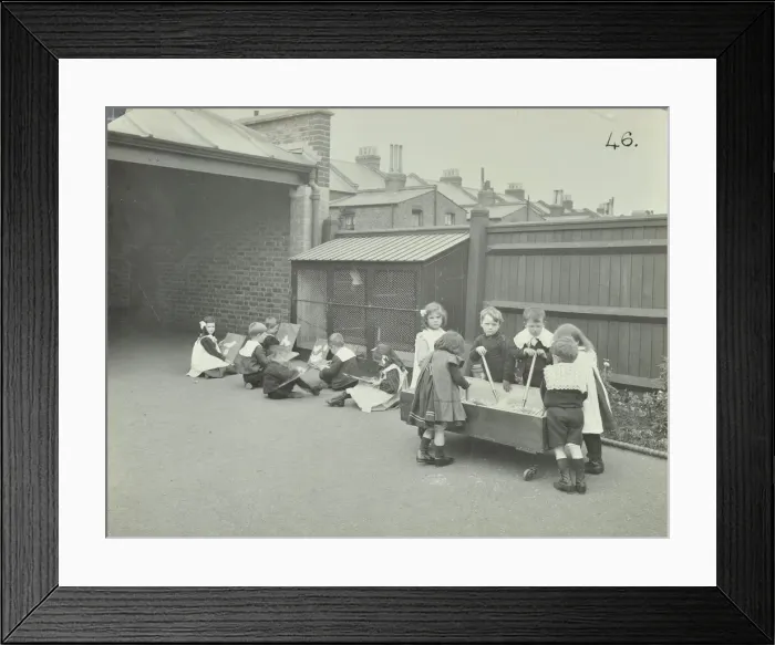 Framed Print : Children in the playground, Southfields Infants School, Wandsworth, London, 1906 Framed Print : Children in the playground, Southfields Infants School, Wandsworth, London, 1906