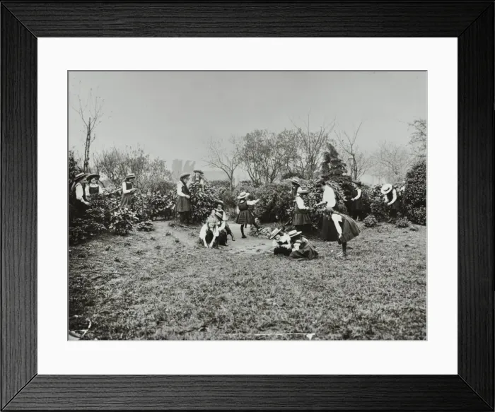 Framed Print : A class from Fulham County Secondary School having a nature lesson, London, 1908 Framed Print : A class from Fulham County Secondary School having a nature lesson, London, 1908