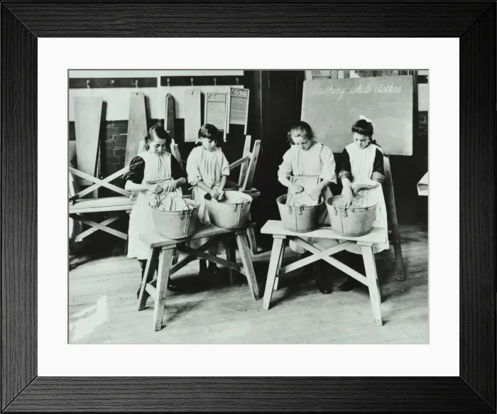 Framed Print : Laundry work, Tennyson Street School, Battersea, London, 1907 Framed Print : Laundry work, Tennyson Street School, Battersea, London, 1907