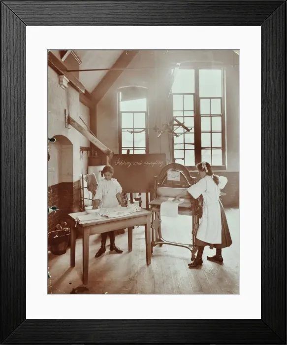 Framed Print : Laundry work, Tennyson Street School, Battersea, London, 1907 Framed Print : Laundry work, Tennyson Street School, Battersea, London, 1907