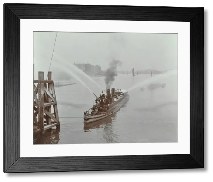 Framed Print : The Beta fire float with hoses, River Thames, London, 1910 Framed Print : The Beta fire float with hoses, River Thames, London, 1910